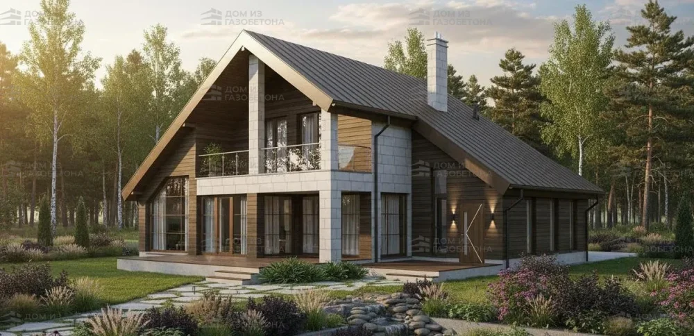 Проект Двухэтажный дом 14 на 14, 162 м2